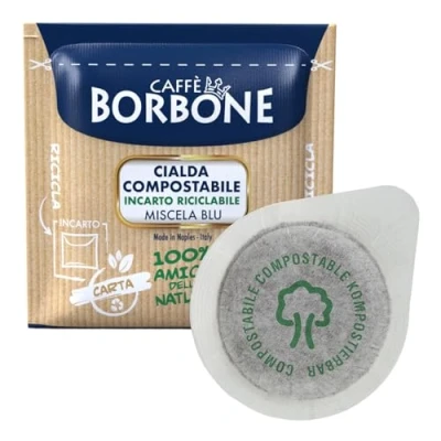 Afbeelding van Caffè Borbone koffiepad, composteerbaar, recyclebaar, blauw, 100 dranken, ESE systeem
