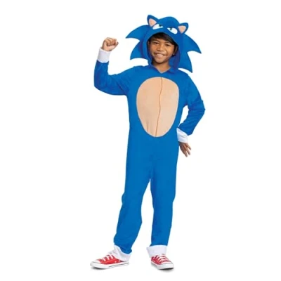Afbeelding van Sonic the Hedgehog officieel film kostuum en hoofdtooi maat S voor kinderen (4 6)