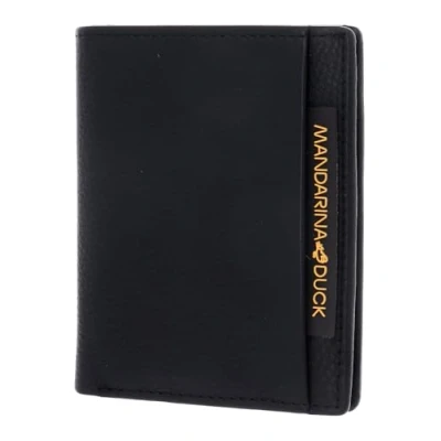Afbeelding van MANDARINA DUCK Leren Kaarthoes Dual High Wallet Black Zwart