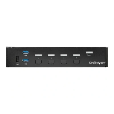 Image de StarTech.com 4 Port DisplayPort KVM Switch With Built in USB 3.0 Hub 4K commutateur écran clavier souris/USB ports Montable sur rack