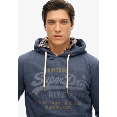 Afbeelding van Superdry Classic Vintage LOGO Heritage Hoodie, Heren, Maat: Small, Indigo marl