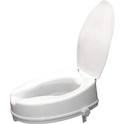 Afbeelding van Aidapt verhoogde toiletbril wit 10 cm met deksel