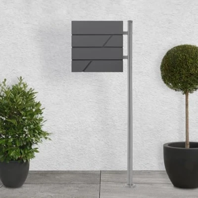 Afbeelding van Brievenbus 37x36,5x11 cm antraciet/houtlook staal ML Design