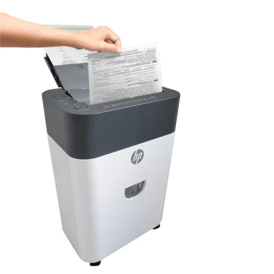 Afbeelding van HP OneShred Autofeed 100CC Papierversnipperaar 9 Blad P 4 / DIN 66399 Autofeeder Shredder 17 Liter Wielen Kantoor/ Thuisgebruik Wit