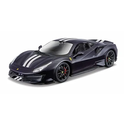 Afbeelding van Bburago Ferrari 488 Pista (2018): automodel op schaal 1:24, Race &amp; Play serie, beweegbare deuren, blauw (18 26026B)