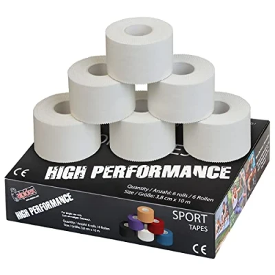 Afbeelding van ALPIDEX 6 x sporttape, wit, 3,8 cm 10 m, sportband, hockey, handbal, voetbal, volleybal