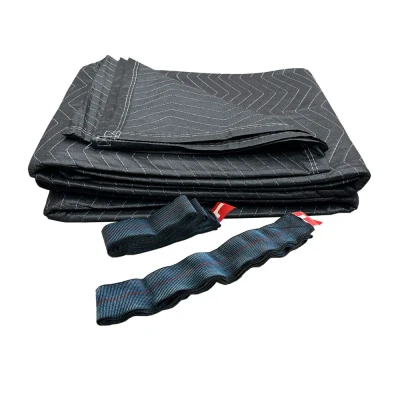 Afbeelding van Kortpack 2 Gevoerde Verhuisdekens + Large Elastische Verhuisbanden Zwart (1 Set Bestaat Uit: En Elastieken)