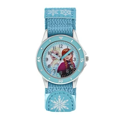 Afbeelding van Frozen FZN5014 Klassiek analoog kwartshorloge met textielband voor meisjes, Blauw, riem, riem