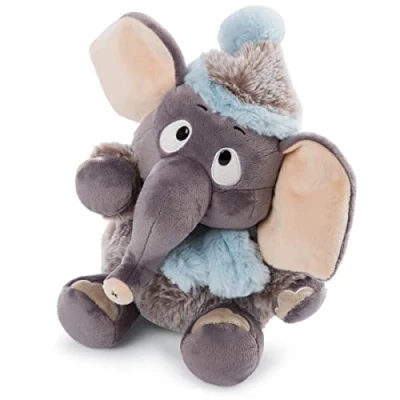 Afbeelding van NICI 47273 35 cm Pluche dieren voor meisjes, jongens en babydieren om te knuffelen spelen knuffelige olifanten uit de wintercollectie, grijs/blauw kindercadeaus