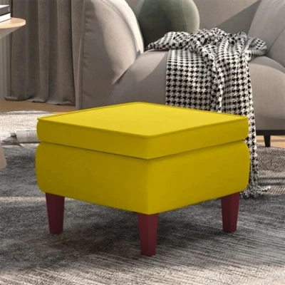 Image de vidaXL Tabouret avec pieds en bois Jaune Velours329464