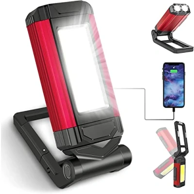 Afbeelding van SPORWAY Krachtige oplaadbare werklamp, looplamp, ledlamp, werkplaatslamp met magnetische onderkant, IPX6 waterdichte zaklamp, 7 modi, monteurslamp voor noodgevallen, garage en camping (rood)