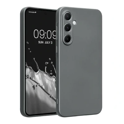 Afbeelding van kwmobile metallic telefoonhoesje van TPU geschikt voor Samsung Galaxy A55 5G Flexible case smartphone In grijs