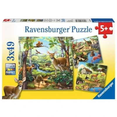 Image de Ravensburger Puzzle Animaux Sauvages/Du Zoo/Domestiques 3 x 49 pcs