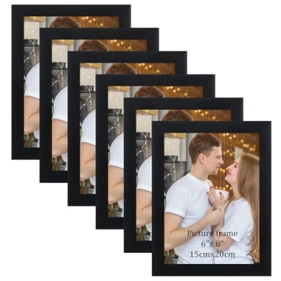 Afbeelding van EYMPEU Fotolijst 15 x 20 cm, zwart, 6 stuks, om aan de muur te hangen of op tafel plaatsen huis, woonkamer, kantoor versieren