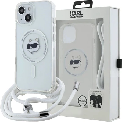 Afbeelding van Karl Lagerfeld IML Choupette Head &amp; Cord MagSafe hoesje voor iPhone 13 / 14 15 transparant