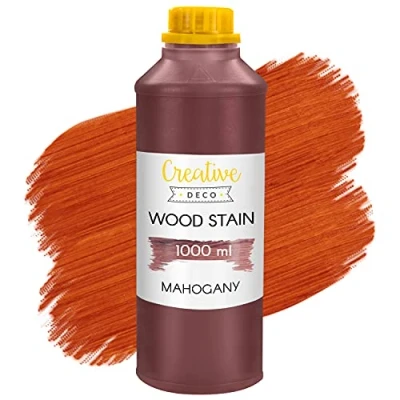 Afbeelding van Creative Deco Houtbeits op Waterbasis Mahoniekleurig 1 Liter Voor Hout, Beton, Baksteen, Behang