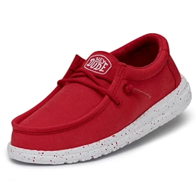 Afbeelding van Hey Dude Wally Youth Slub Canvas Moc Toe Schoenen Jongens, Rood