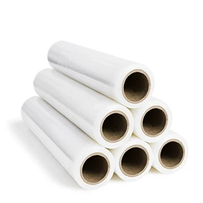Afbeelding van RAGO® Stretchfolie transparante folie voor meubels, 6 stuks, 130 m, handstretchfolie, rollen, palletfolie, handfolie, wikkelfolie, verpakkingsmateriaal (7,5 x 7,5 40 cm) 0,9 kg, m lengte