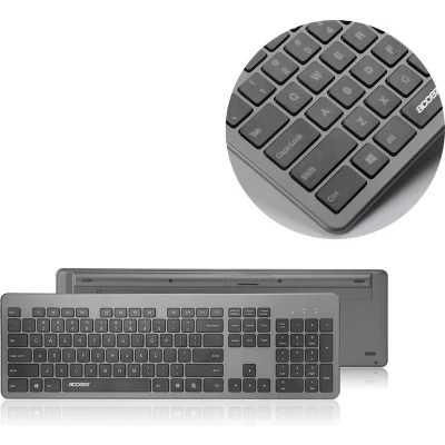 Afbeelding van Accezz Draadloos Toetsenbord met Bluetooth QWERTY Ergonomisch design Grijs