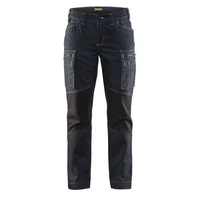 Image de Pantalon services stretch femme marine/noir, lavage industriel