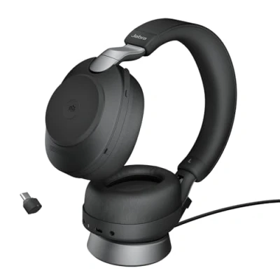 Image de Jabra Evolve2 85 MS Stereo Micro casque circum aural Bluetooth sans fil, filaire Suppresseur de bruit actif jack 3,5mm isolation acoustique noir Certifié pour Microsoft Teams