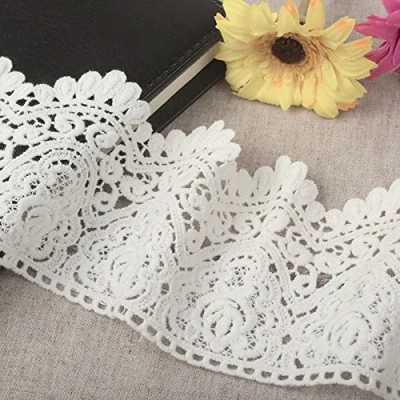 Afbeelding van Yulakes 3 yards katoenen kanten haaklint Wit 9 cm Decoratieve accessoires, scrapbooking Inclusief geschenkdoos