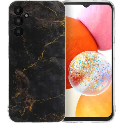 Afbeelding van iMoshion hoesje Geschikt voor Samsung Galaxy A14 (5G) / (4G) Siliconen Design Meerkleurig Black Marble