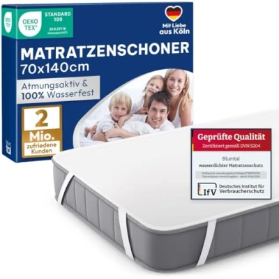 Afbeelding van Blumtal 2 pack Matrasbeschermer Terry 70x140 cm Waterdichte matrasbeschermer, ademend en niet ritselend met 4 elastische hoeken, wit