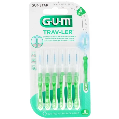 Afbeelding van 3x GUM Trav Ler Ragers Groen 1.1mm 6 stuks