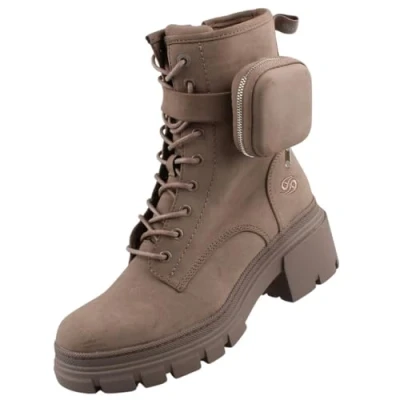 Afbeelding van Dockers by Gerli Dames veterlaarzen met zak Taupe Rockwear, Taupe, 38 EU,