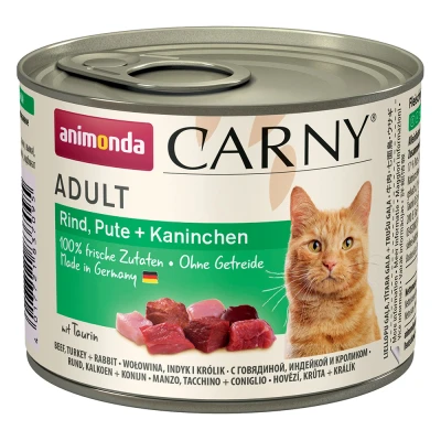 Afbeelding van 6x200g Adult Rund, Kalkoen &amp; Konijn Animonda Carny Kattenvoer