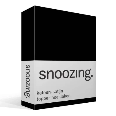 Afbeelding van Snoozing Katoen satijn Topper Hoeslaken Tweepersoons 120x200 cm Zwart
