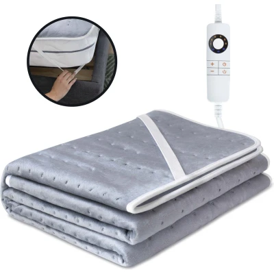 Afbeelding van STAUS&amp;BACH CozySnug 2 persoons elektrische XXL onderdeken (100W) Warmtedeken met 6 warmtestanden en timer (2, 4 uur) Wasbaar deken 160x140 cm Antraciet