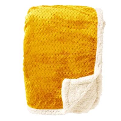 Afbeelding van Dutch Decor CODY Plaid 150x200 cm fleece deken met sherpa voering Golden Glow geel