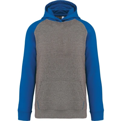 Afbeelding van PROACT Kinder multisport joggingbroek tweekleurige sweater met capuchon PA370 Grey heather/Sporty royal blue