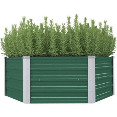 Afbeelding van Plantenbak verhoogd 129x129x46 cm gegalvaniseerd staal groen