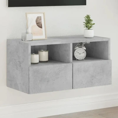 Afbeelding van Tv wandmeubel 60x30x30 cm bewerkt hout betongrijs