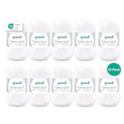 Afbeelding van Gründl Cotton Quick Uni breigaren/haakgaren, 10 bollen à 50 g (kleurrijk garen van 100% katoen, OEKO TEX gecertificeerd, / 125 m, naalddikte: 3 4, x g), crème