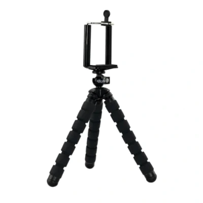 Afbeelding van Rollei Selfie Flexibel mini statief met kogelkop en smartphone adapter, robuust stabiel, opvouwbaar, rubberen antislipvoeten, zwart