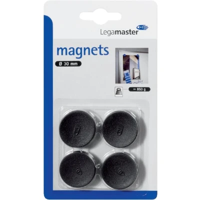 Afbeelding van Magneet Legamaster 30mm 850gr zwart 4stuks