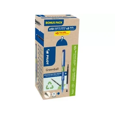 Afbeelding van Pilot Greenball, 10 rollers + vullingen, medium, blauw
