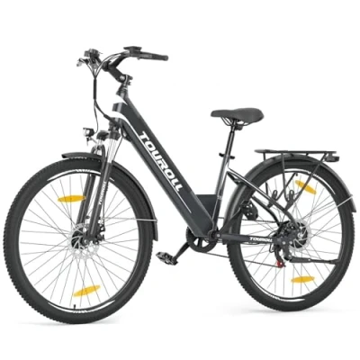 Afbeelding van Touroll J1 ST 27,5 inch Trekking Bike met 250W Motor, 36V 15.6Ah Batterij, Max 100km Bereik, 1.8&quot; LCD Display Shimano 7 Speed Schijfrem Zwart