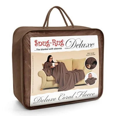 Afbeelding van Snug Rug Deluxe deken met Mouwen Volwassen Chocolade TV Plaid Warmte grand foulard bank