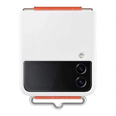 Afbeelding van Samsung Siliconen Back Cover Met Band Wit Galaxy Z Flip 4