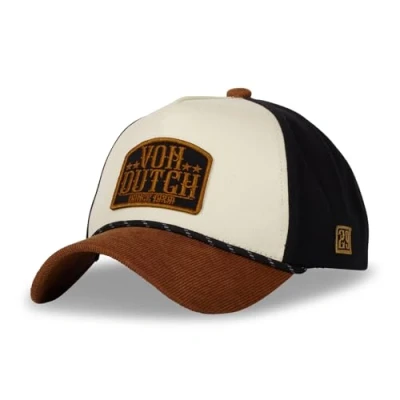 Afbeelding van Vondutch Beige/Brown/Black Baseball Snapback Cap in Corduroy VINTAGE