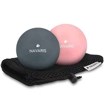 Afbeelding van Navaris lacrosse massageballen 2x triggerpoint massage bal voor rug, benen en nek Fascia ballen zelfmassage Diameter 6 cm Hard zacht