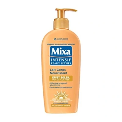 Image de Mixa Intensif Peaux Sèches Lait Corps Nourrissant Effet Soleil Autobronzant Hâle Doré Naturel Progressif et Uniforme Claires Hypoallergénique 250ml