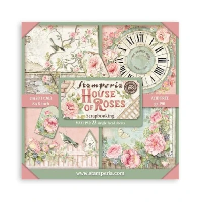 Afbeelding van Stamperia House of Roses 8x8 Inch Paper Pack Maxi Backgrounds Selection (Single Face) (SBBSXB11)