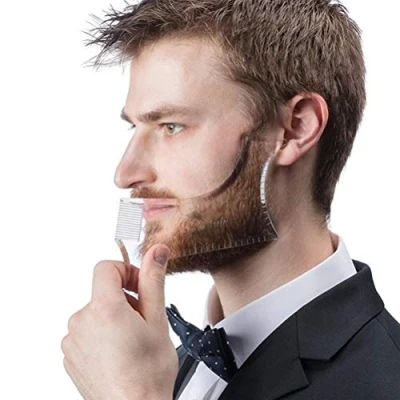 Afbeelding van Baard Model Shaping Tool,NewChiChi Snor Stijl Kam Stencil Favorieten Gezichtshaar Snijden Mannen Verzorging Gids Kaak Wang Symmetrische Neklijn