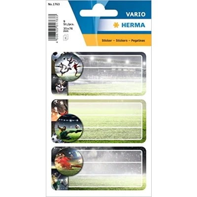 Afbeelding van HERMA 9 stuks voetbalboeketiketten 76 x 35 mm Zelfklevend Gelijnd Voor school, kinderen, meisjes, jongens, meerkleurig
